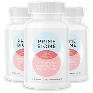 PrimeBiome probiotic gummy supplement bottle